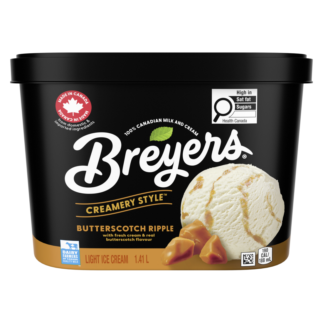Crème glacée légère style Breyers Creamery, style Butterscotch Ripple ...