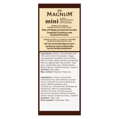 Magnum Mini Classic Ice Cream Bars 4-pack carton back panel