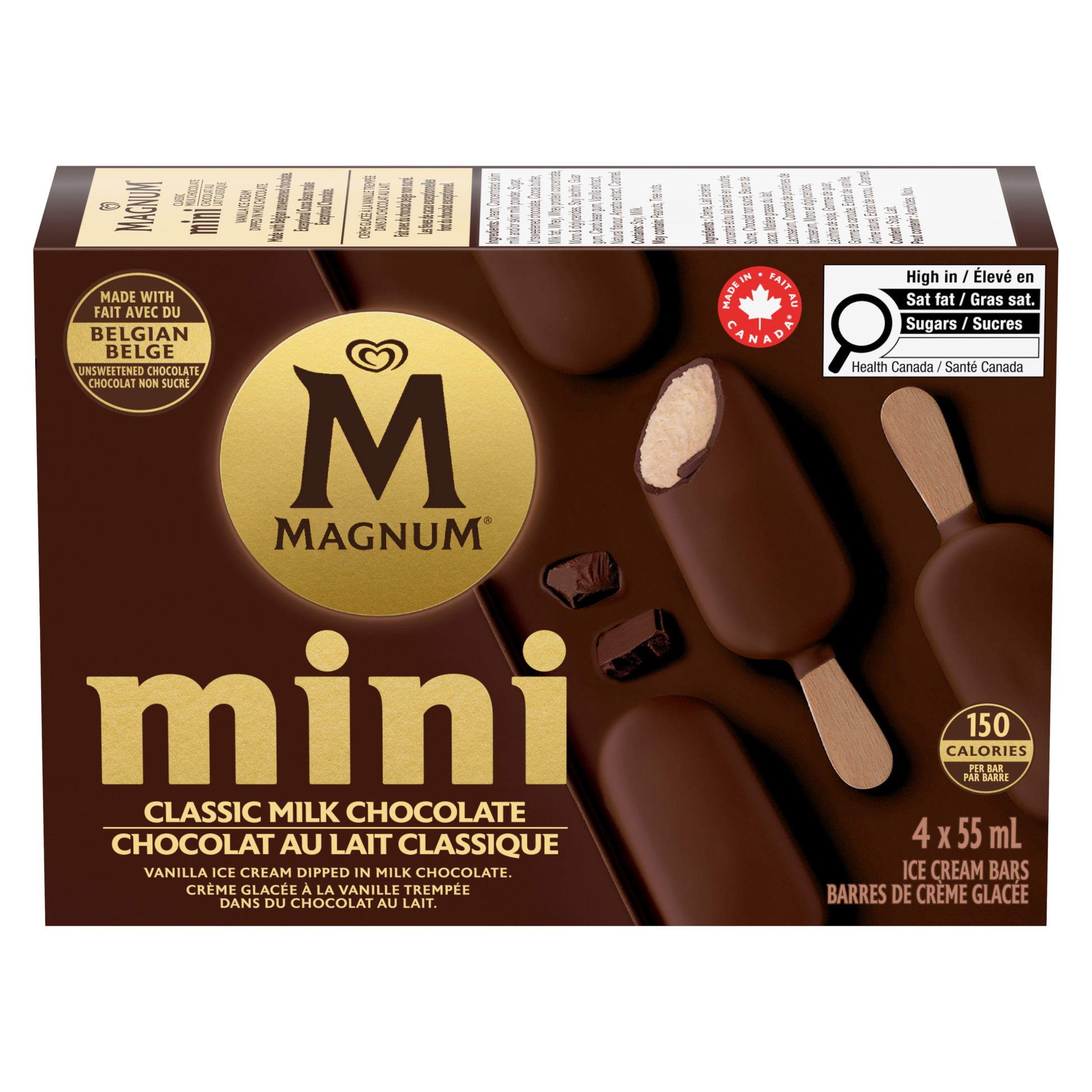 Magnum Mini Classic Ice Cream Bars 4-pack carton French side panel