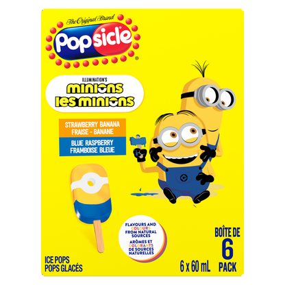 Popsicle Illumination's Minions Strawberry, Banana & Blue Raspberry Ice Pops 6x 60 ml