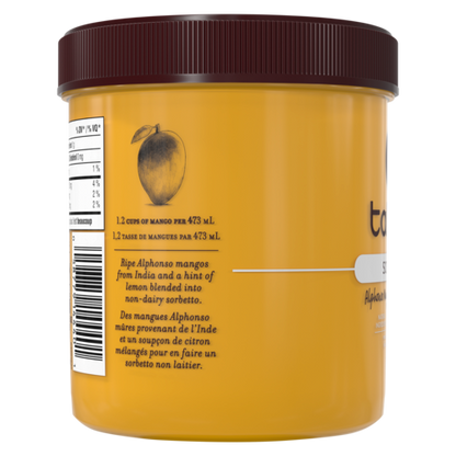Talenti Alphonso Mango gelato pint front view with mango illustration on label