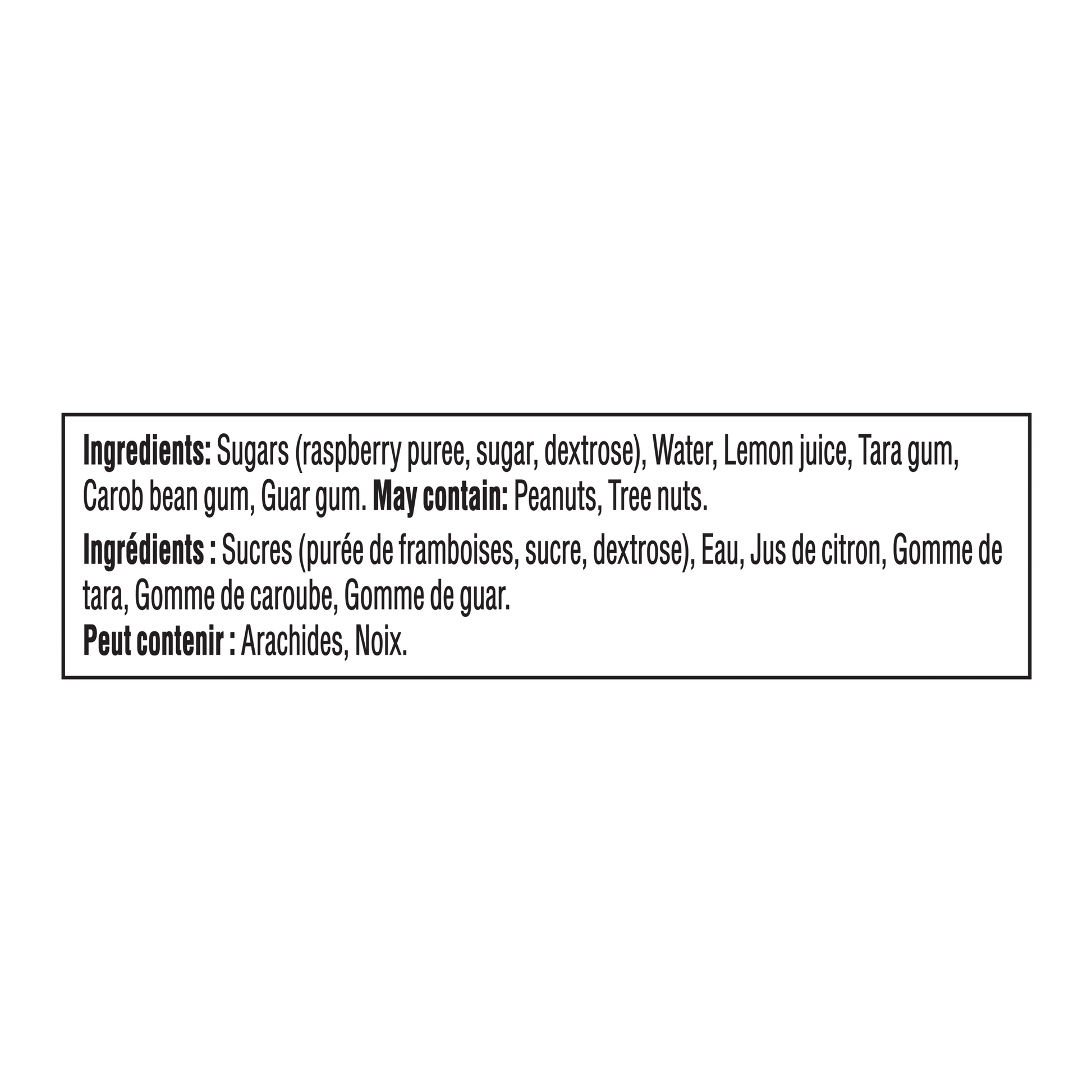 Talenti Roman Raspberry Sorbetto pint rear view showing nutrition facts panel