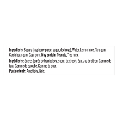 Talenti Roman Raspberry Sorbetto pint rear view showing nutrition facts panel