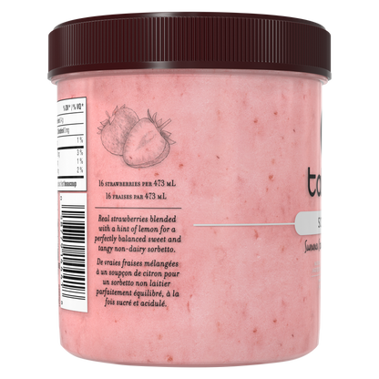 Talenti Summer Strawberry Sorbetto pint angled view on light background