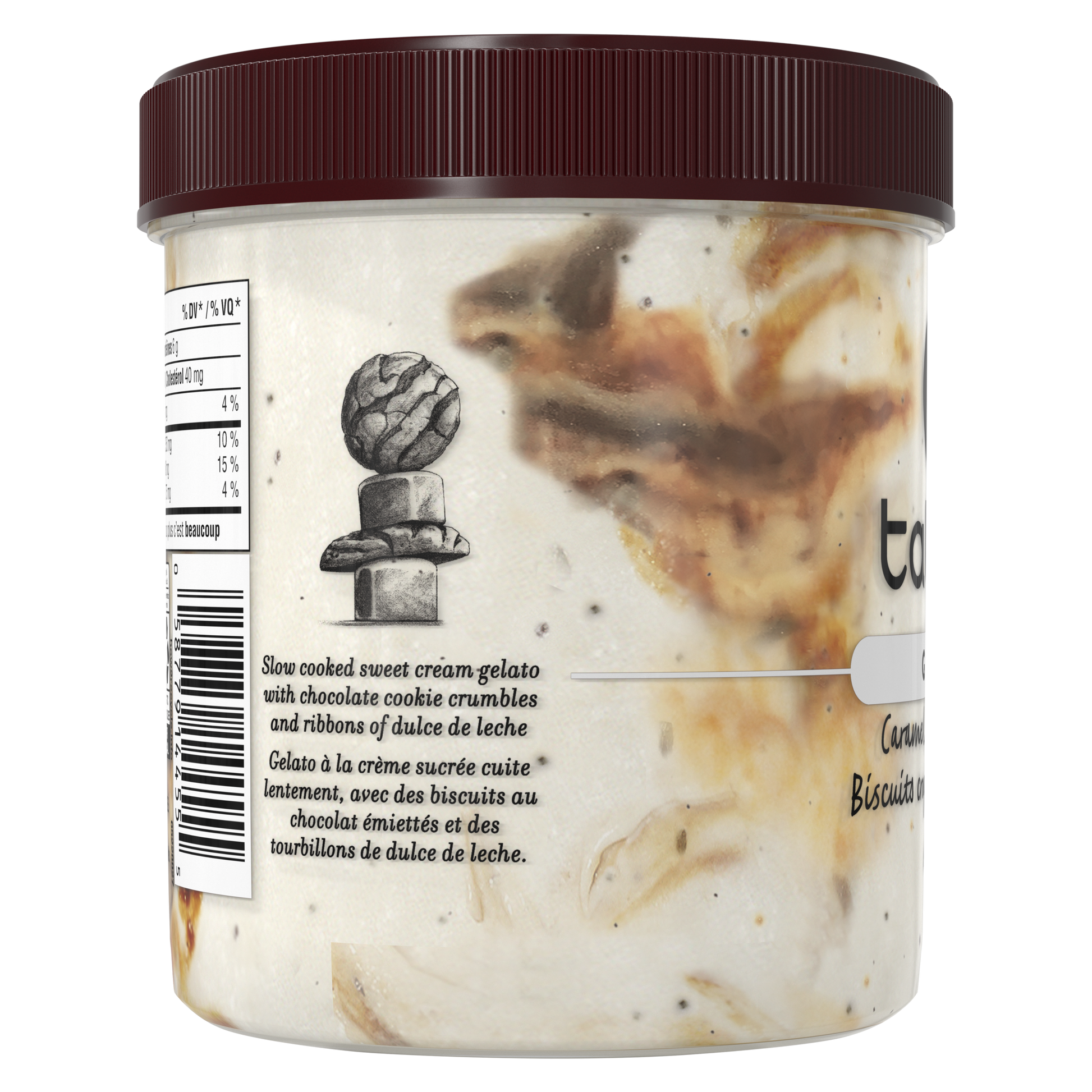 Talenti Caramel Cookie Crunch gelato pint barcode and storage information
