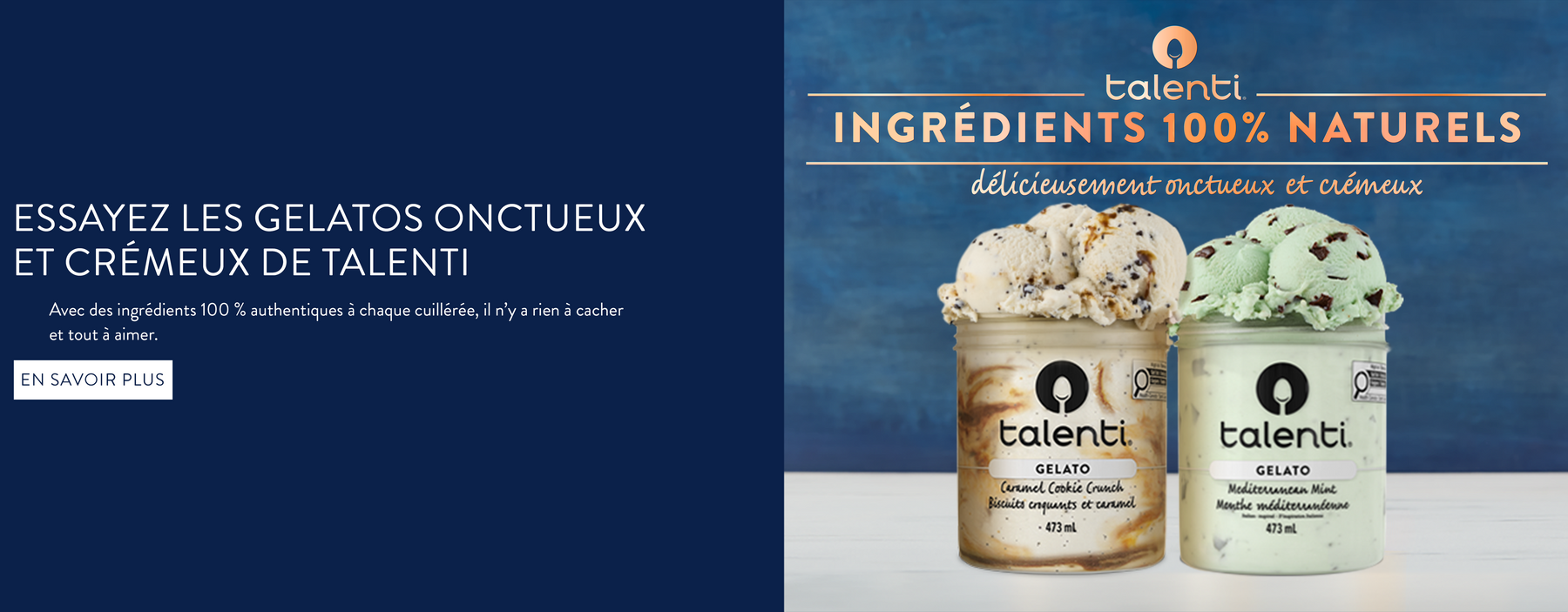 Talenti gelato promotional image featuring premium Italian-style frozen dessert